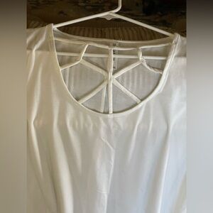 Zenana Outfitters White Strappy Front Top New L